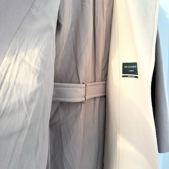 AllSaints blush pink Indira Nesi wool belted wrap coat - Large - Picture 10 of 14